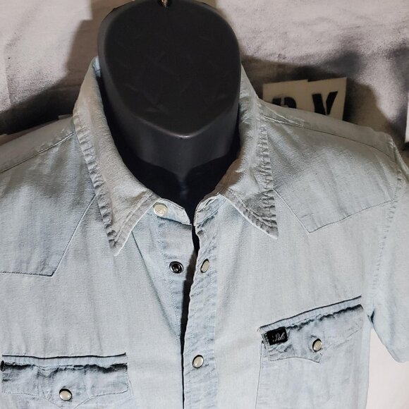 Polo Ralph Lauren Boys Short-Sleeve Chambray Blue Western Shirt Snap Sz XL - Picture 11 of 16